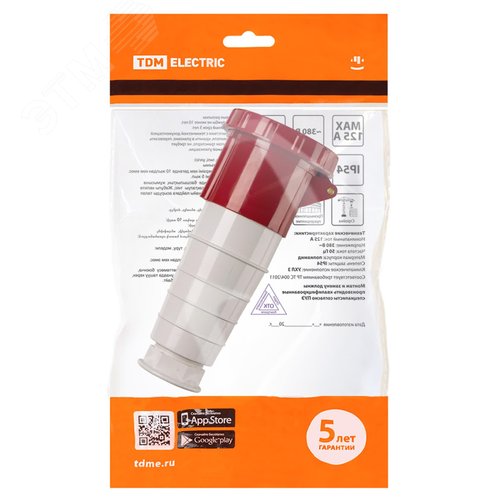 Розетка 234 переносная 3Р+РЕ 63А 380В IP54 TDM - фото 2