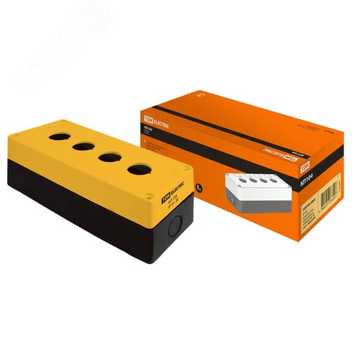 Корпус КП104 для кнопок 4места желтый - TDM ELECTRIC