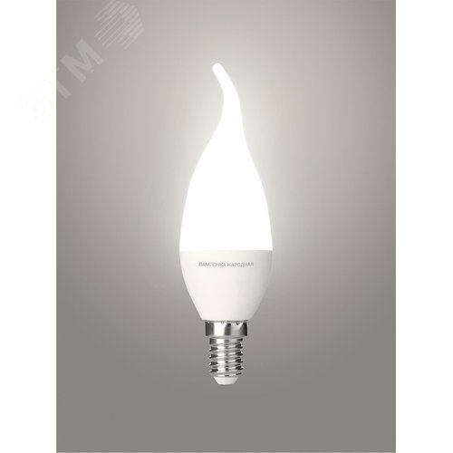 Лампа светодиодная WFC37-7 Вт-230 В -3000 К-E14 (свеча на ветру) Народная 3