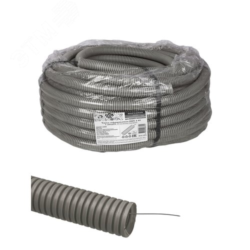Труба гофр.ПВХ d 40 с зондом 25 м легкая народная - TDM ELECTRIC