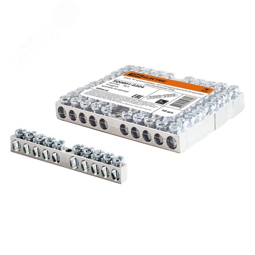 Шина N нулевая 6х9мм 10/1 (10 групп/крепеж по центру) никелированная TDM