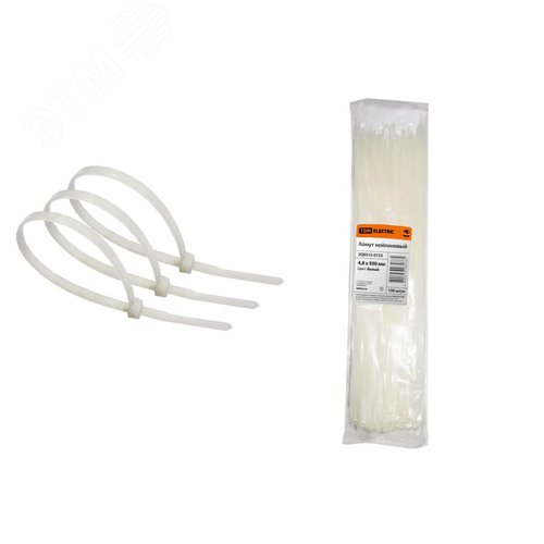 Хомут 4,8х500мм нейлон (белый) (100шт) TDM 5