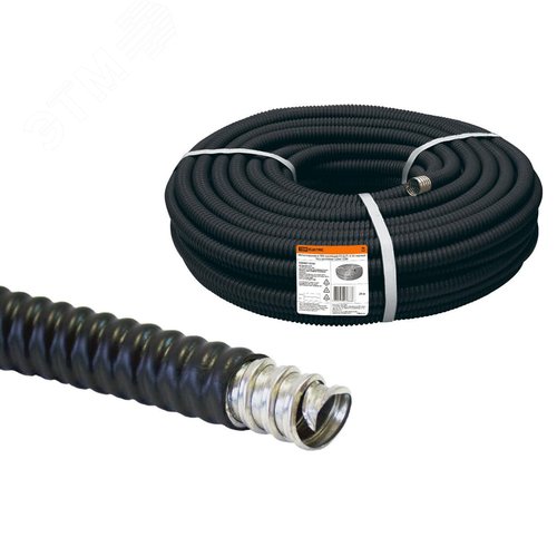 Металлорукав в ПВХ-изоляции РЗ-Ц-П d 50 черный без протяжки (20м) TDM