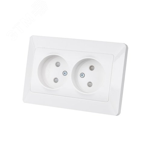 "Розетка двойная 2П с защ. шт. 10А 250В белая ""Ильмень"" TDM" 2