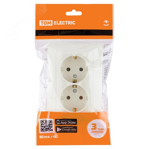 "Розетка двойная 2П+З 16А 250В сл. кость ""Ильмень"" TDM" 4