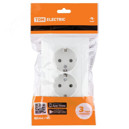 "Розетка двойная 2П+З 16А 250В белая ""Ильмень"" TDM" 5