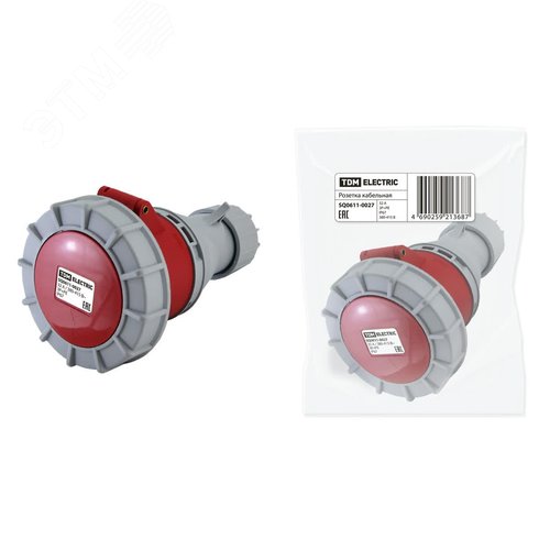 Розетка кабельная IP67 32А 3Р+РЕ 380В - TDM ELECTRIC