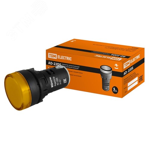 Лампа AD-22DS(LED)матрица d22мм желтый 24В AC/DC - TDM ELECTRIC