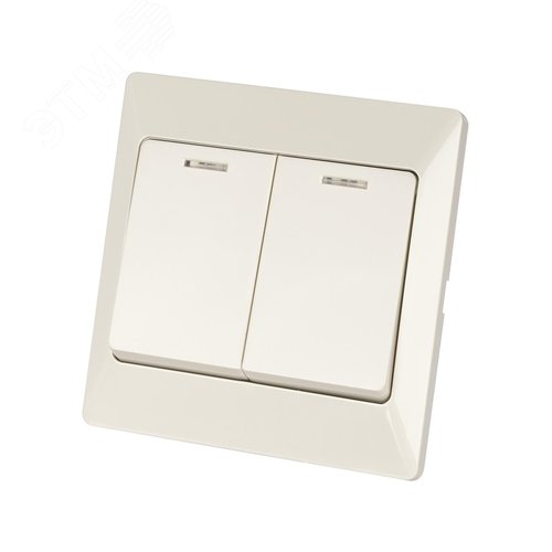 "Выключатель 2 кл. с подсветкой 10А сл. кость ""Ильмень"" TDM" 2