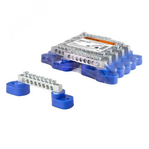 Шина N нулевая 6х9мм на двух угл. изоляторах 8 групп никелированная TDM