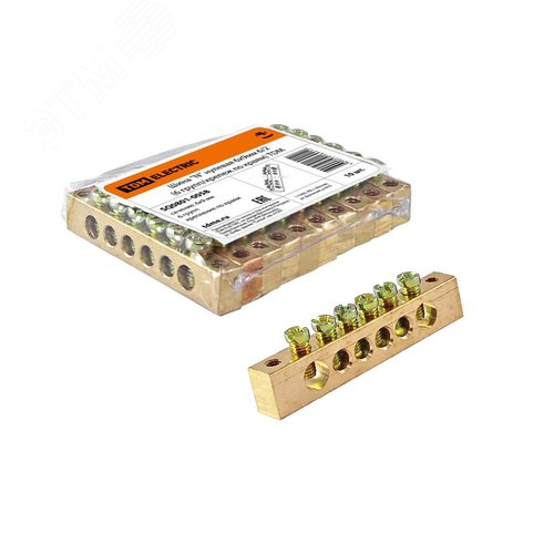 Шина N нулевая 6х9мм  6/2 (6 групп/крепеж по краям) TDM