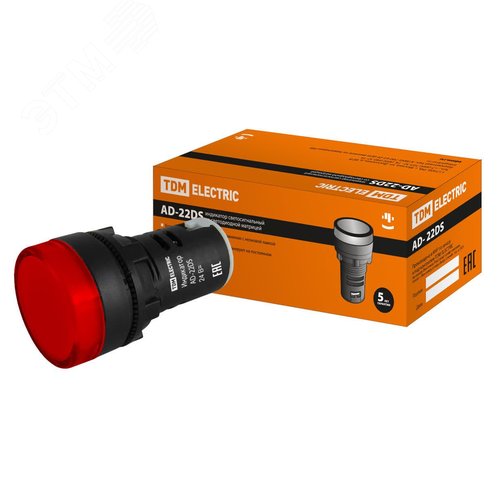 Лампа AD-22DS(LED)матрица d22мм красный 24В AC/DC - TDM ELECTRIC