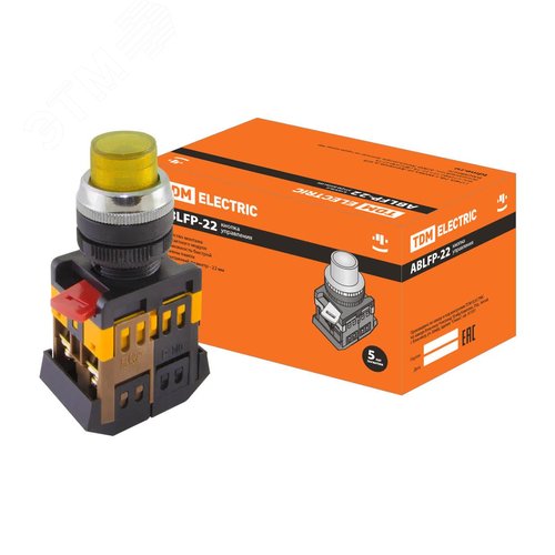 Кнопка ABLFP-22 желтый d22мм неон/230В 1з+1р - TDM ELECTRIC