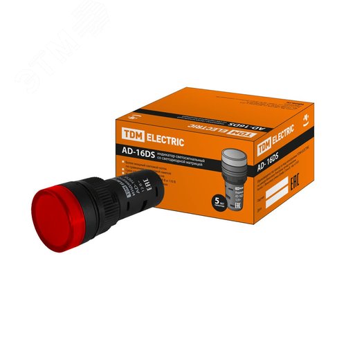Лампа AD-16DS(LED)матрица d16мм красный 12В AC/DC - TDM ELECTRIC