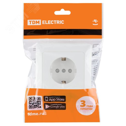 "Розетка 2П+З с защ. шт. 16А 250В белая ""Ильмень"" TDM" 3