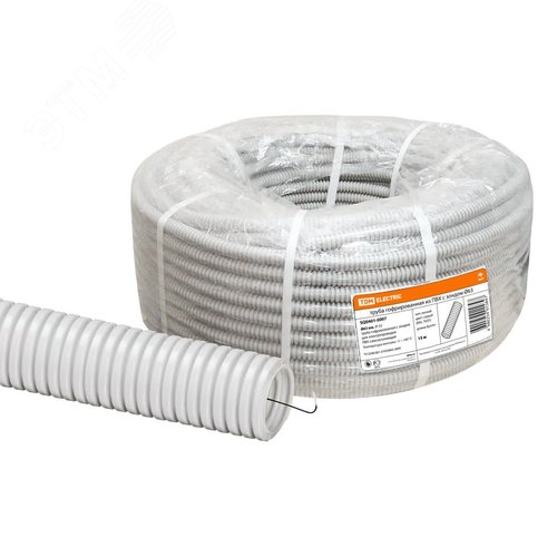 Труба гофрированная ПВХ d 63 с зондом (15 м) легкая