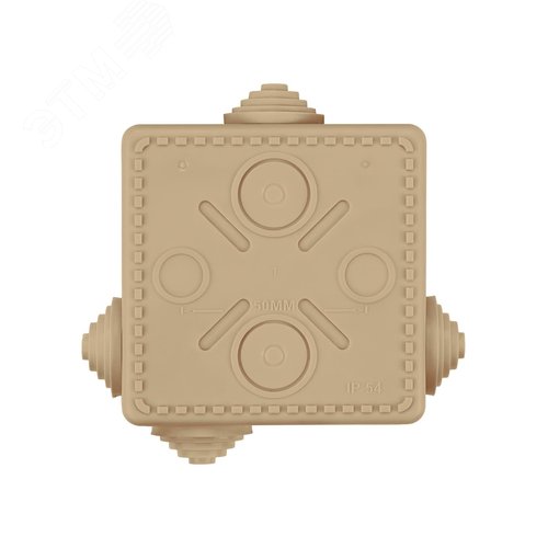 Распаячная коробка ОП 80х80х50мм, крышка, сосна, IP54, 7вх. инд. штрихкод 2