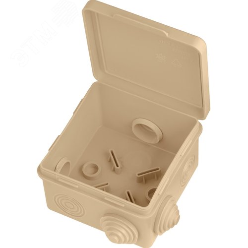 Распаячная коробка ОП 80х80х50мм, крышка, сосна, IP54, 7вх. инд. штрихкод 6