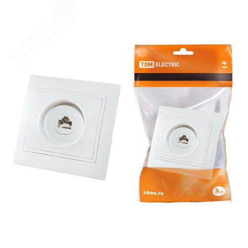 Розетка компьютерная RJ45  белая Таймыр TDM