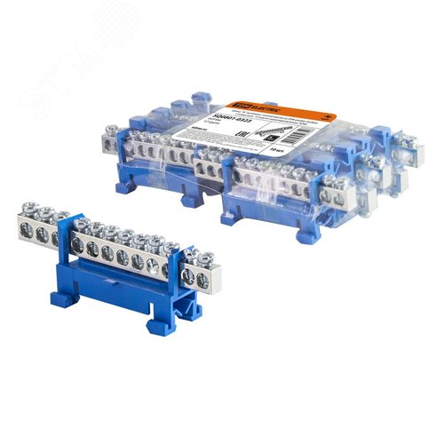 Шина N нулевая с изолятором на DIN-рейку 6x9мм стойка мал. 12 групп никелированная TDM