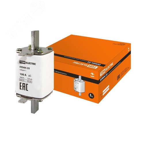 Плавкая вставка предохранителя ППНН-35, габарит 1, 100А