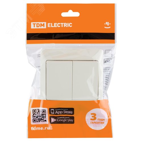 "Выключатель 2 кл. 10А сл. кость ""Ильмень"" TDM" 5