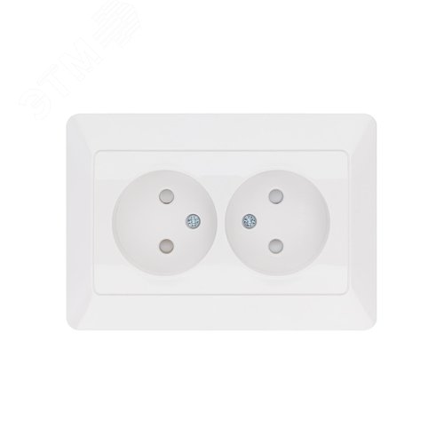 "Розетка двойная 2П с защ. шт. 10А 250В белая ""Ильмень"" TDM" 4