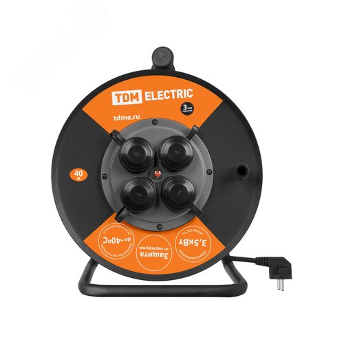 Удлинитель силовой УХз16-004 TDM (метал. катушка А3 4 места IP44/40м КГ 3х25) 2