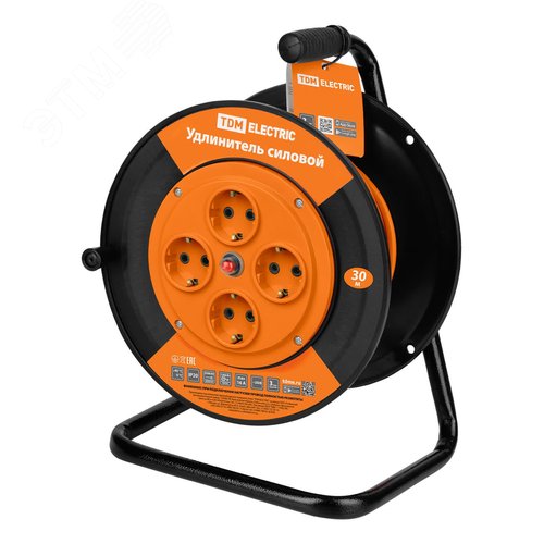 Удлинитель силовой УКз16-004 (4 места/30м ПВС 3х1,5) - TDM ELECTRIC