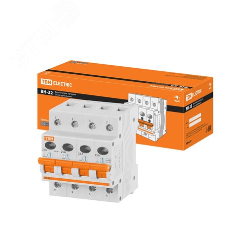 Выключатель нагрузки (мини-рубильник) ВН-32 4P 25A