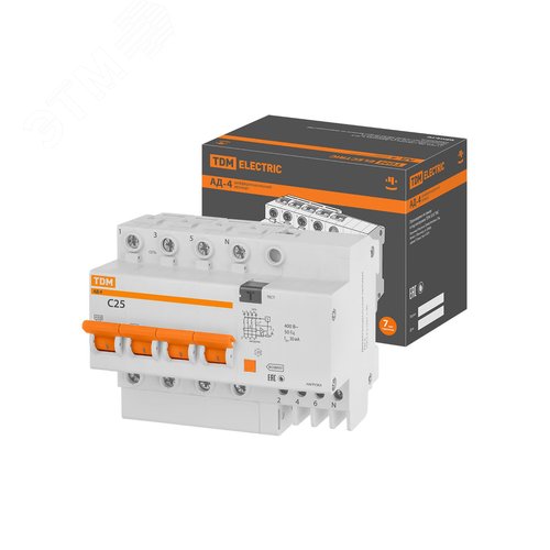 Выключатель автоматический дифференциального тока АД-4 четырехполюсный 25А 30мА