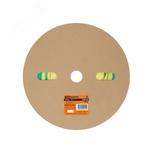 Термоусаживаемая трубка ТУТнг 40/20 желто-зеленая (50 м/ролл) TDM 6