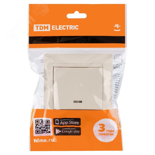 "Выключатель 1 кл. с подсветкой 10А сл. кость ""Лама"" TDM" 5