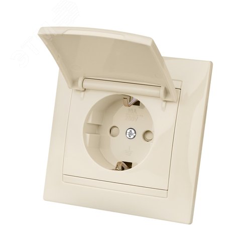 "Розетка 2П+З 16А 250В IP44 с защ. шт. с крышкой сл. кость ""Лама"" TDM" 2