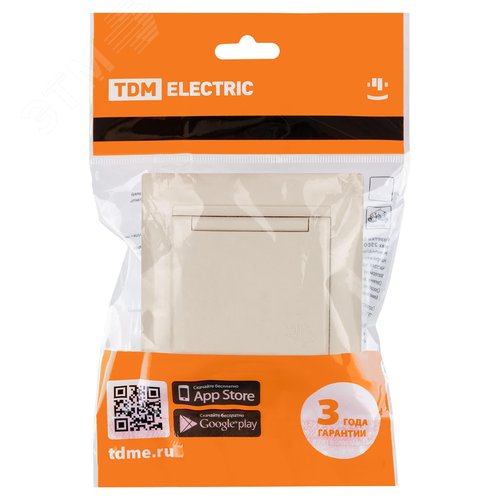 "Розетка 2П+З 16А 250В IP44 с защ. шт. с крышкой сл. кость ""Лама"" TDM" 6