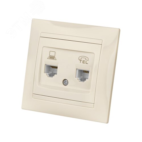 "Розетка телефонная RJ11 + компьютерная RJ45 сл. кость ""Лама"" TDM" 2