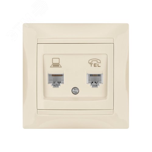 "Розетка телефонная RJ11 + компьютерная RJ45 сл. кость ""Лама"" TDM" 3