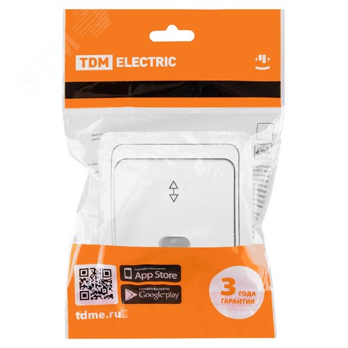 Переключатель на 2 направления с подсветкой 10А белый  Валдай  TDM 5