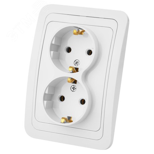 Розетка двойная 2П+З 16А белая  Валдай 2
