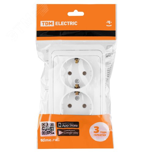 Розетка двойная 2П+З 16А белая  Валдай 5