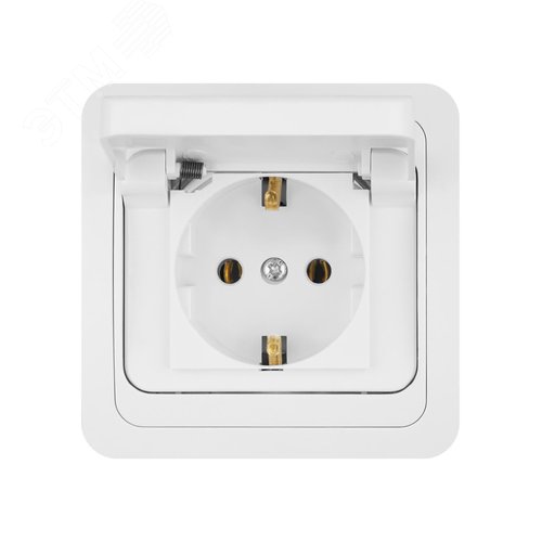 Розетка с крышкой 2П+З 16А IP44 белая  Валдай  TDM 4