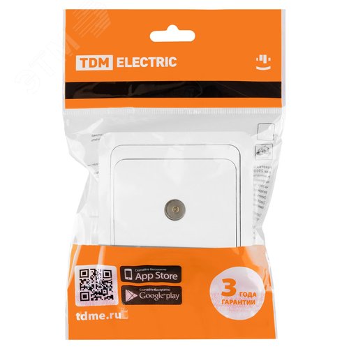 Розетка TV простая (0-2400 Гц    мама ) белая  Валдай  TDM 3