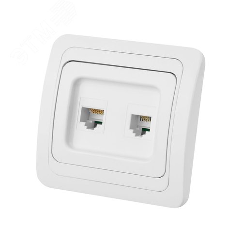 Розетка компьютерная RJ-45 + TФ (RJ-11) белая  Валдай 2