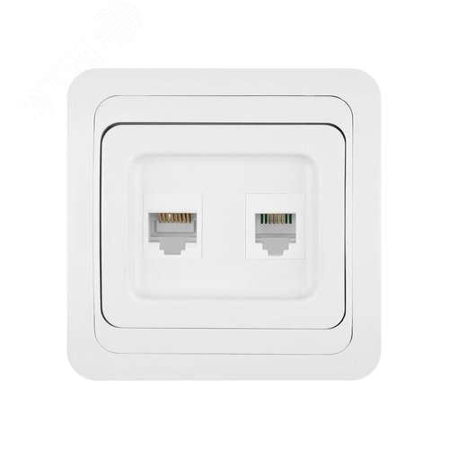 Розетка компьютерная RJ-45 + TФ (RJ-11) белая  Валдай 3
