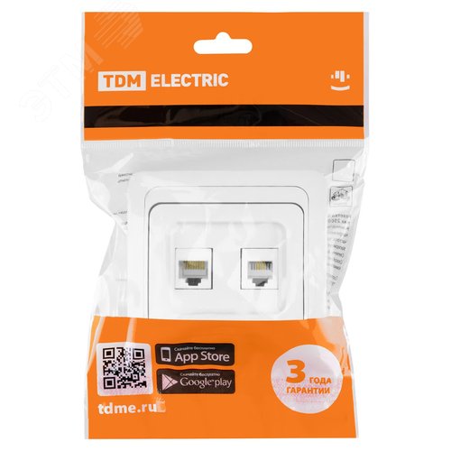 Розетка компьютерная RJ-45 + TФ (RJ-11) белая  Валдай 5