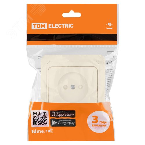 Розетка 2П 10А c защитными шторками сл. кость  Валдай  TDM 5