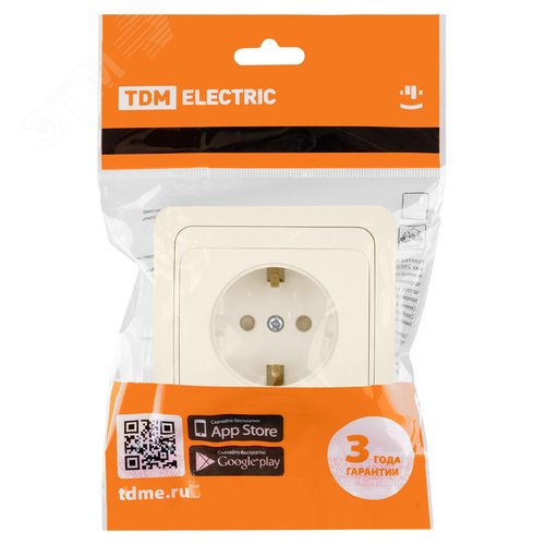 Розетка 2П+З 16А  c защитными шторками сл. кость  Валдай  TDM 5