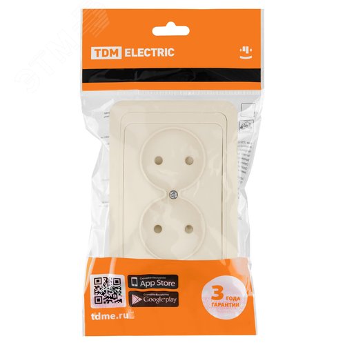 Розетка двойная 2П 10А c защитными шторками сл. кость  Валдай  TDM 5