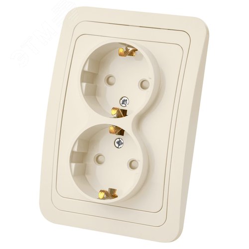 Розетка двойная 2П+З 16А c защитными шторками сл. кость  Валдай  TDM 2