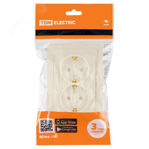 Розетка двойная 2П+З 16А c защитными шторками сл. кость  Валдай  TDM 5